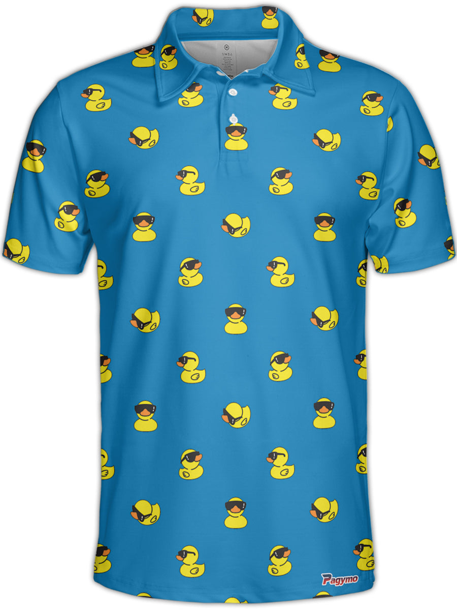 PAGYMO Rubber Duck Hawaiian Golf Polo Shirts for Men